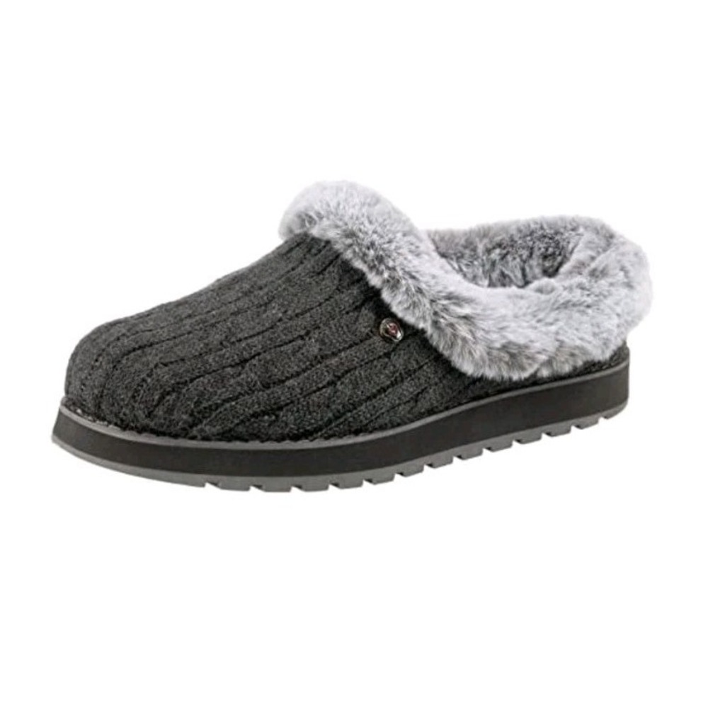 Skechers Bobs Women's Keepsakes Ice Angel Slip On Slippers Charcoal Size 8.5